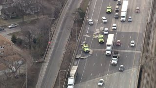 Sheet metal blocks I-90/94 lanes after semi crash in Chicago, video shows