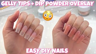 KIARA SKY GELLY TIP NAIL EXTENSIONS + DIP POWDER OVERLAY | GEL X DUPE | EASY \u0026 AFFORDABLE NAILS