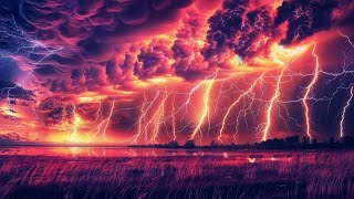 Relax Your Mind with Strong Thunderstorms \u0026 Thunder Rumbling, Lightning - Rain sounds for Sleeping