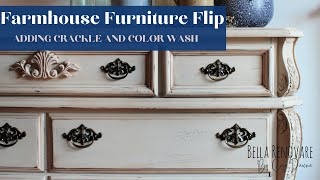 Farmhouse Furniture Makeover - Adding Crackle Effect and A Paint Color Wash