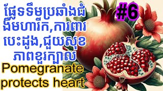 #6: ផ្លែទទឹមប្រឆាំងជំងឺមហារីក,ជួយសុខភាពខួរក្បាល,ការពារបេះដូង| Pomegranate protects the heart.