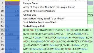 Excel Magic Trick 1313: Array Formula to Create Sorted Unique List in Cell. HUGE Formula. TEXTJOIN.