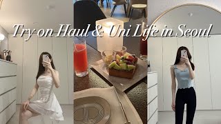 Uni Life in Seoul | Shop cider Try on Haul🛍️ sleepover, Hermes cafe, Maison Southcape, Yeosu trip🌊