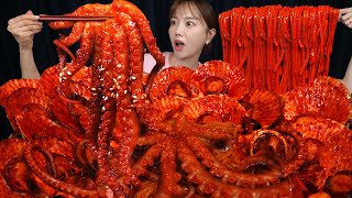 가리비 폭탄 🔥 대왕 낙지 해물볶음짬뽕 먹방 Giant Octopus with Scallops BOMB! Seafood Jjamppong Mukbang ASMR Ssoyoung