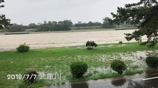 2018/7/7 大雨で水位か上がった武庫川