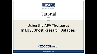 Using the APA Thesaurus in EBSCOhost Research Databases