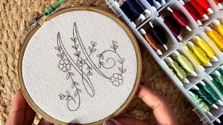 Beautiful floral letter embroidery || Embroidery video || Embroidery for Beginners-Let’s Explore