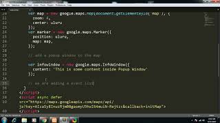 Google Maps Javascript API Tutorial 2 - Displaying PopUp Window on the Map