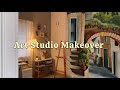 Art studio makeover | Studio tour, decorating, organising, building furniture, setting up my space🎀