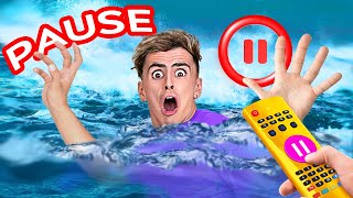 PAUSE CHALLENGE || WOW, Paused UNDERWATER for 24 HOURS!? Surviving Prank Wars by 123 GO! CHALLENGE