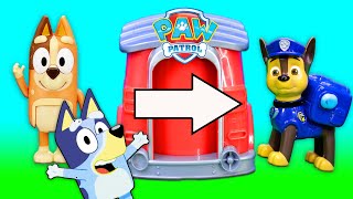 Bluey and Paw Patrol Play in the  Pup to Hero Changer with Puppy Dog Pals