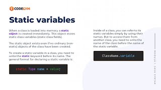 Static variables in Java | CodeGym University Course