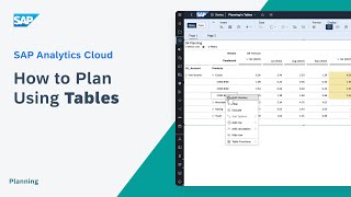 How to Plan Using Tables: SAP Analytics Cloud