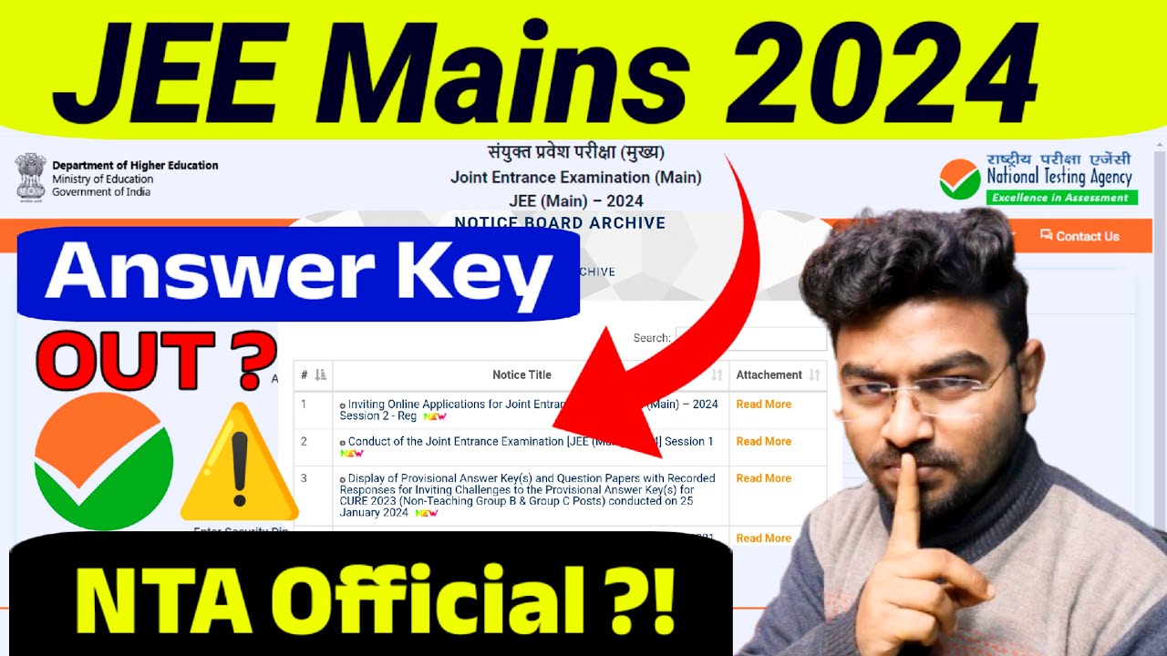 🔴🚨 Answer Key OUT ?- JEE Mains 2024 Answer Key 🔐 | JEE Mains 2024 ...