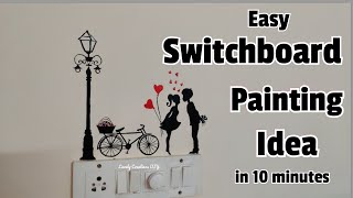 New Switchboard painting Idea ❤️ / cute couple❤️ easy drawing for switchboards/wall painting idea