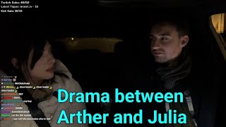 Arther and Julia arguing like a couple