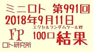 宝くじ FPロト研究所 ミニロト第991回の結果 NO.0092