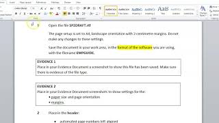 2. Saving your document | Evidence of saving | Margins, orientation and page size evidence