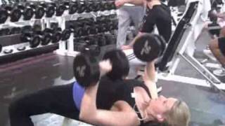 Molly Galbraith of GirlsGoneStrong.com and MollyGalbraith.com DB Bench 50 lbs for 3 sets of 6