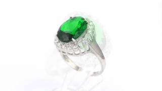 MARISA FASHION RING: ~6.05CT GREEN CZIAMOND ~0.60CT CZIAMOND JEWELRY BRONZEรหัส 38471