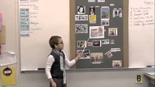 Diego doing his Anne Frank presentation for his Grade 4 class (in French!)