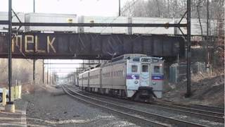 SEPTA locals, NS 24K and CSX C770 at Woodbourne PA February 28 2012