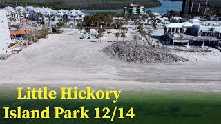 Aerial view of Little Hickory Island park 12/14 Hurricane Ian cleanup progress