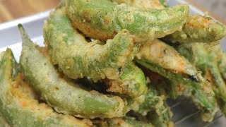 오늘은 고추튀김을 먹었습니다. 자꾸 손이갑니다. [강쉪] korea food recipe, how to make fried peppers