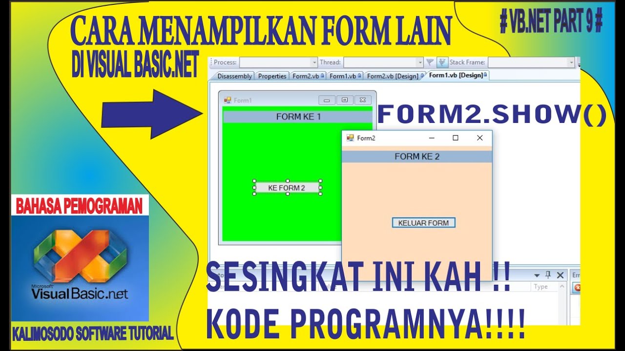 Cara Menampilkan Form Lain Di Vb.net // Vb.net Part 9 - YouTube