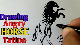 Horse tattoo Drawing design | How to Draw horse Tattoo, Drawing Tattoo horse| Draw With Saeed