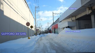 高架側道1号線：JR学園都市線・函館本線の高架橋の北側で旧パーラー太陽桑園店があった都市計画道路[札幌市 4K/60p 車載動画 2024ドライブ] 西20丁目通交点～競馬場線交点