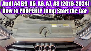 Audi A4 B9, A5, A6, A7, A8 (2016-2024) dead battery - how to jump start the car via cables