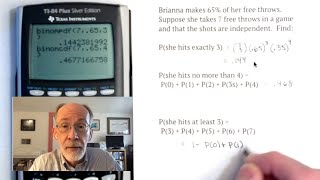 Binomial Probability II: TI-84 Calculator Commands
