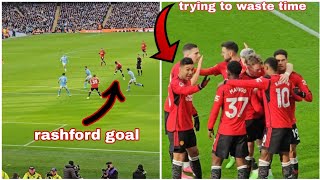 Casemiro asking his Manchester united teammates to waste more time during rashford goal celebration🙄