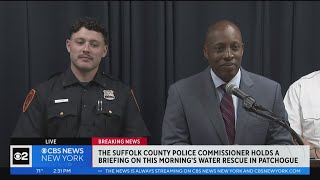Suffolk County Police hold press conference on water rescue in Patchogue