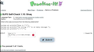 Java Practice-it Introduction to Java Programming | Self-Check 1.10 Shaq