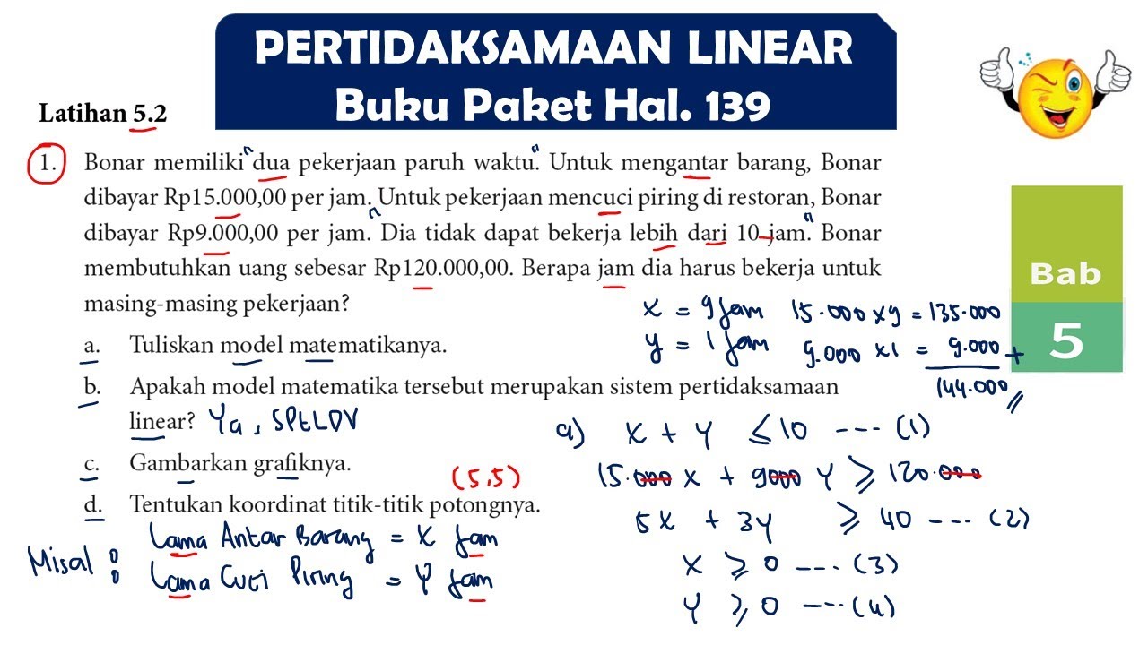 LATIHAN 5.2 NO 1 SISTEM PERSAMAAN PERTIDAKSAMAAN LINEAR MATEMATIKA SMA ...