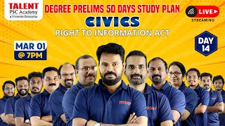 Degree Prelims 50 Days Study Plan - CIVICS | TALENT ACADEMY - Degree Level PSC Class - #liveclass