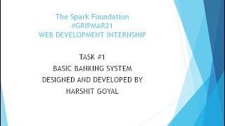 Basic Banking System| The Sparks Foundation| GRIPMAR21 | ReactJS | FireBase