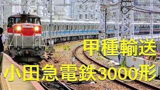 【4K/甲種輸送】小田急電鉄3000形8両(兵庫・鷹取・神戸各駅にて) 2019.8.2  #調査別室