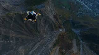 The real Aladdin flying carpet base jump surtout without wingsuit, follow by drone fpv