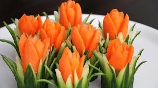 Carrot Show | Vegetable Carving Garnish | Carrot Tulips | Tulips Flower🌷🌷🌷
