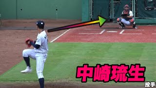 【高校日本代表先発の中崎君(京都国際)の試合前ブルペン！】