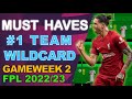 FPL GAMEWEEK 2 BEST WILDCARD TEAM - Differentials, Transfer Tips, Strategy, Fantasy League 22/23