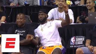 LeBron James at summer league for the Lakers game and likes what he sees [highlights] | ESPN