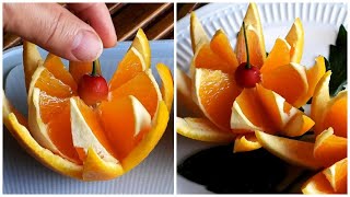 Simple Orange Lotus Flower - Fruit Carving - Orange Art