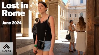 Morning walk in the Rione Sant'Eustachio. Rome 4K 50 fps. Slow TV Italy