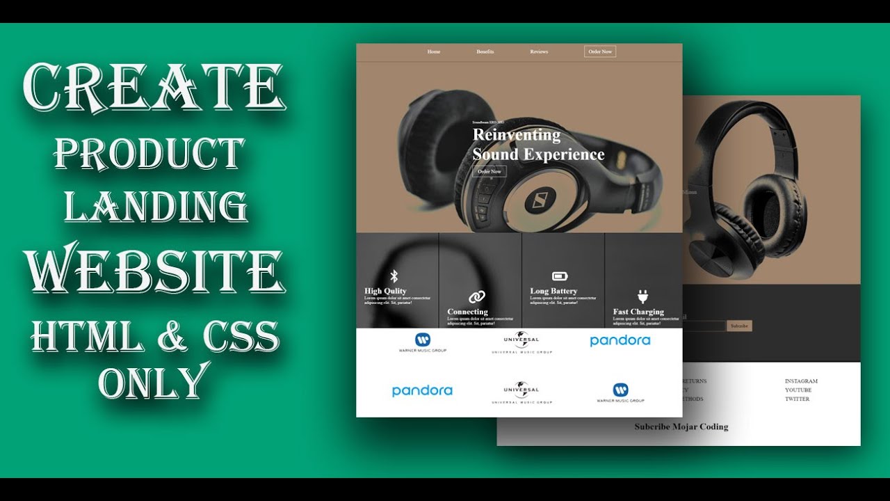 Responsive Product Landing Page Website Using HTML CSS Only || Part One ...