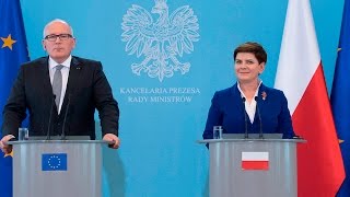 Beata Szydło i Frans Timmermans  - wypowiedź dla mediów