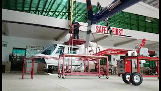 Bell 206 main rotor blade installation